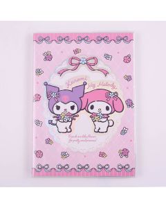 Kuromi & My Melody - Holographic Softcover Notebook - Pastel Flower - A5 - Checkered