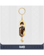 Genshin Impact Character Drawing Card Metal Keychain: Zhongli